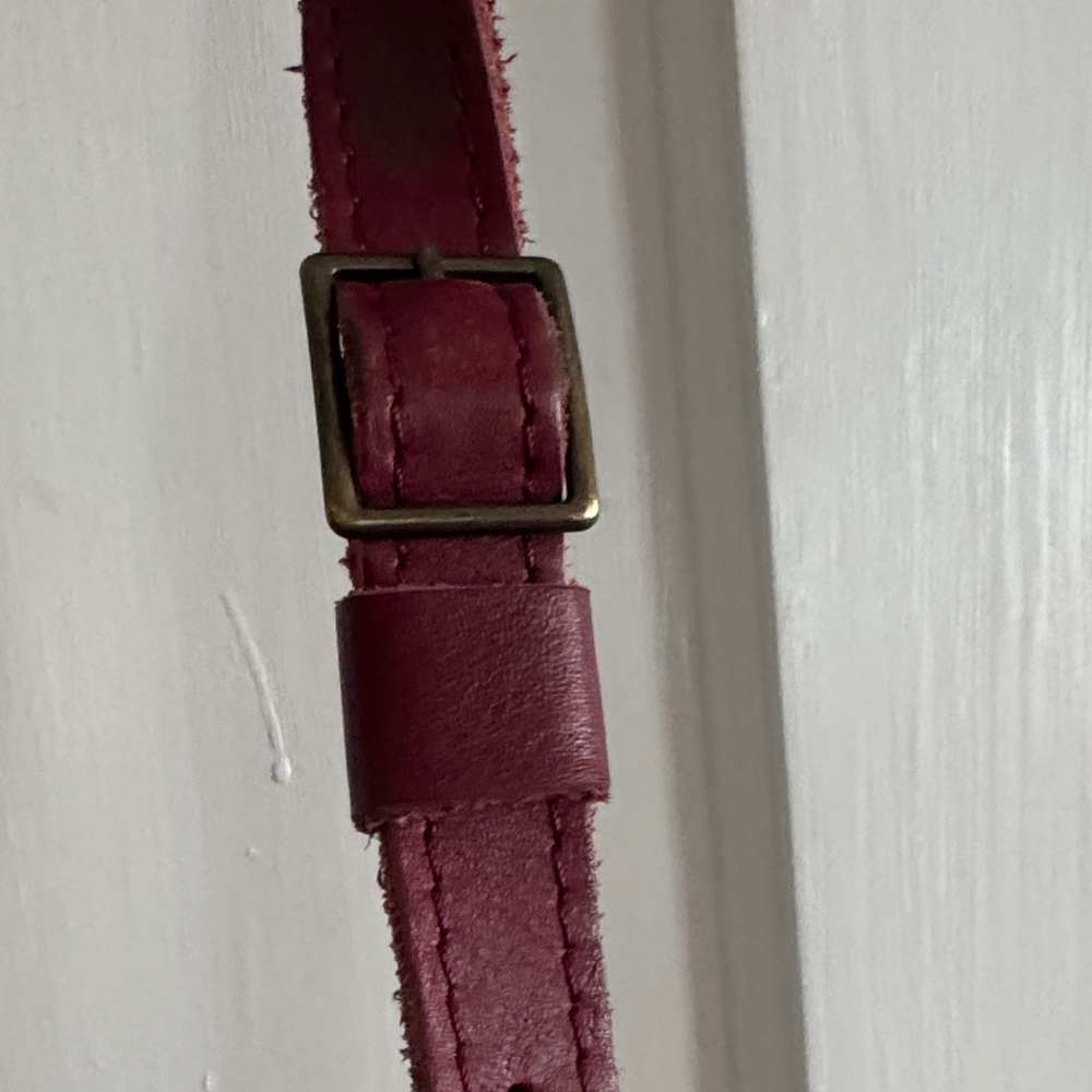 Portland Leather Round Burgundy Leather Crossbody Bag - Picture 4 of 7